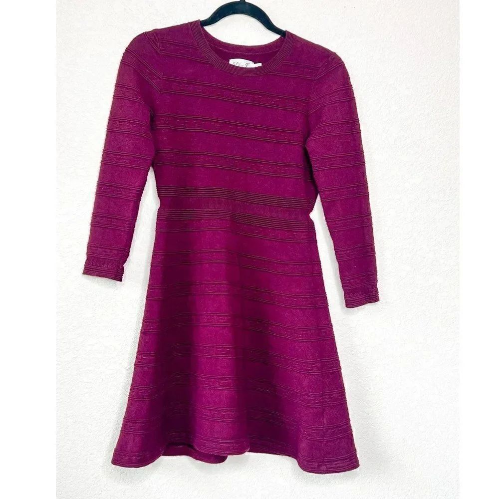 Eliza J Knit Sweater Fit & Flare Magenta Dress Size Small